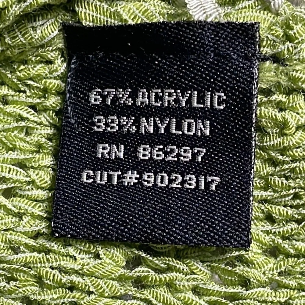 NWT Vertigo Olive Green Combo Knit Poncho Cape and Fuzzy Pom Poms Sz S